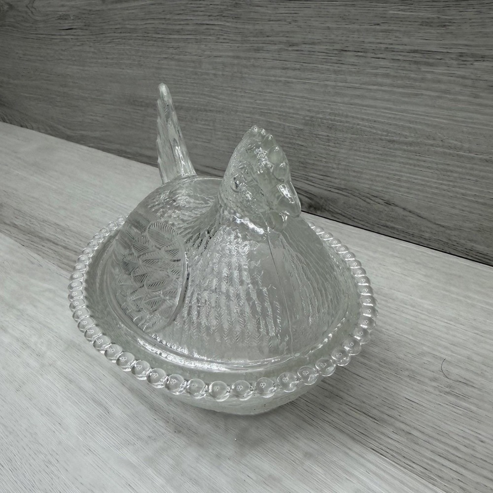 Indiana Glass 7 inch Clear Hen on a Nest - Picture 2 of 6
